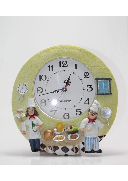 Buğz Duvara Asmalı Aşcı Tasarımlı Polyester Saat ALK1543
