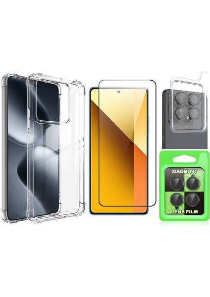 Xiaomi 14T Kılıf Zore Nitro Anti Shock Silikon Kılıf + Kamera Lens + Cam Ekran Koruyucu