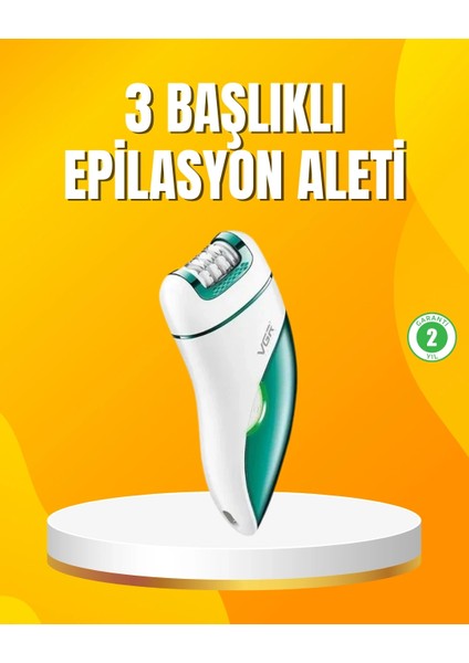 Buğz Şarjlı 3’ü 1 Arada Vgr Epilatör LED Işıklı Suya Dayanıklı Hassas Bölge Epilasyon Makinesi
