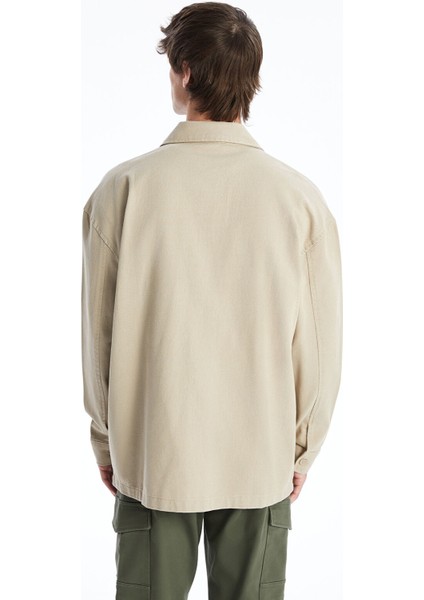 Yeni Sezon Rahat Kalıp Uzun Kollu Gabardin Erkek Gömlek Ceket fırsatları