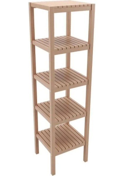 Ahşap 5 Raflı Açık Banyo Dolabı, Dayıklı ve Şık Banyo Düzenleme Rafı fiyatları