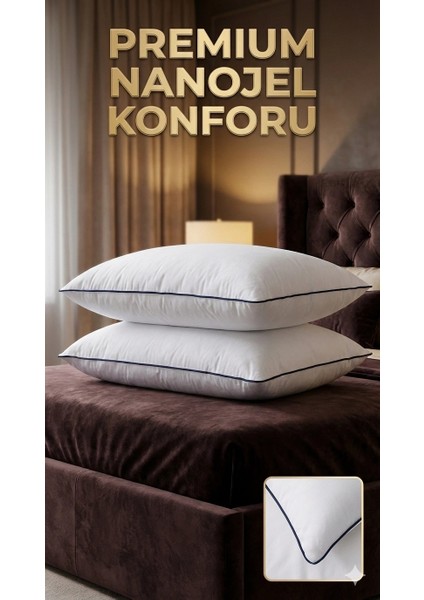 Buğz Nano Jel Lüks Yastık 2'li Set 50X70CM 1200GR Pamuklu Kumaş