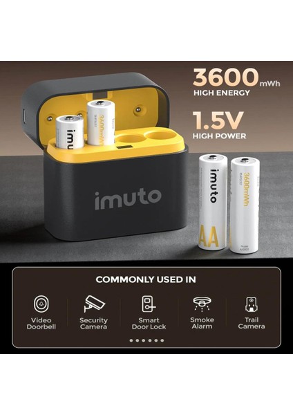 3600MWH Aa Şarj Edilebilir Lityum Pil Seti (4’lü) Hızlı Şarj Cihazı fırsatları