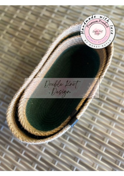 2li Oval Ekmek Sepeti / Organizer / Hasır Jüt Tress Sepet Hediyelik Supla Amerikan Servis Tamamlayıc