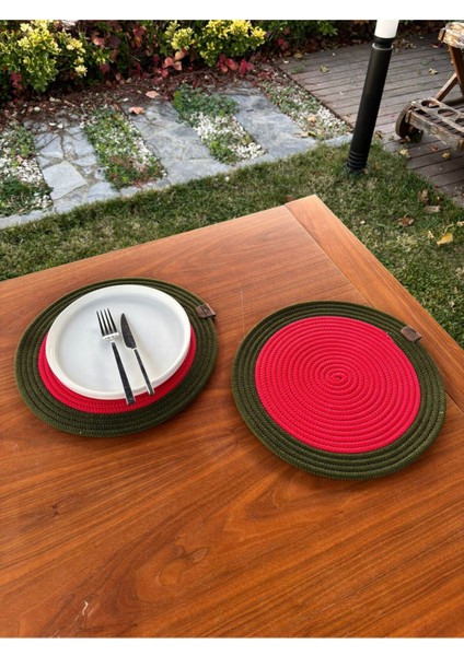 Yılbaşı Temalı Yeşil Kırmızı 2’li Hasır Görünümlü Amerikan Servis Supla – Leke Tutmaz – 33X33 cm fiyatları