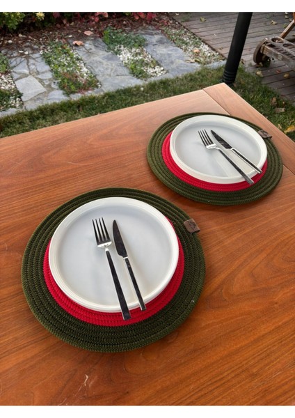 Yılbaşı Temalı Yeşil Kırmızı 2’li Hasır Görünümlü Amerikan Servis Supla – Leke Tutmaz – 33X33 cm fırsatları