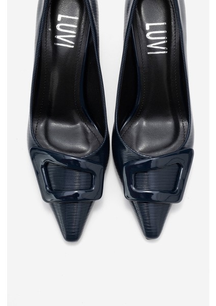 Astra Lacivert Çizgili Tokalı Kadın Topuklu Ayakkabı fiyatları