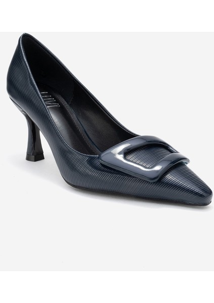 Astra Lacivert Çizgili Tokalı Kadın Topuklu Ayakkabı modelleri