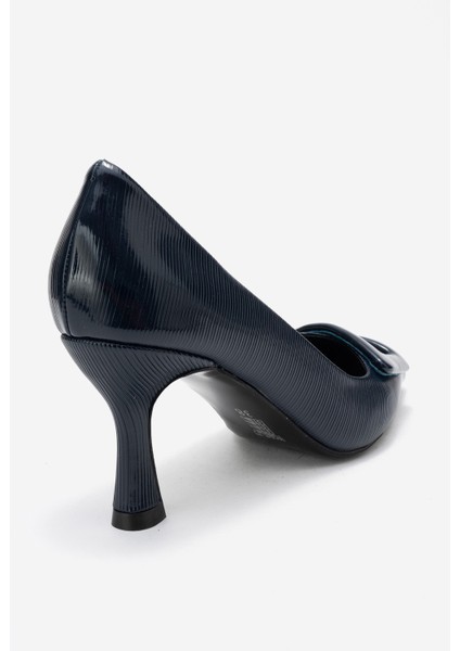 Astra Lacivert Çizgili Tokalı Kadın Topuklu Ayakkabı indirimleri