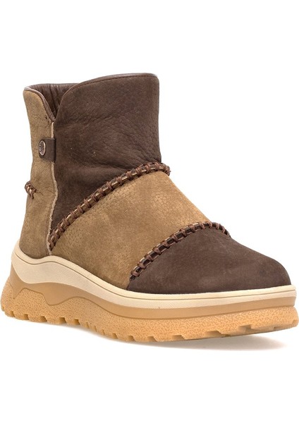D25KB-4090 Kadın Hakiki Nubuk Deri Düz Bot Kahverengi fiyatları