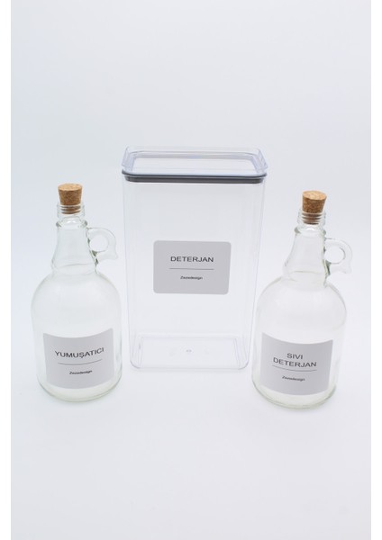 Şık 2.9 Litre Saklama Kabı ve 2 Adet 1 Litre Sıvı Temizlik Şişesi fiyatları