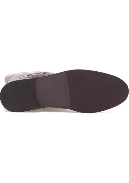 Elit Selindra Kadın Hakiki Deri Düz Bot Kahverengi