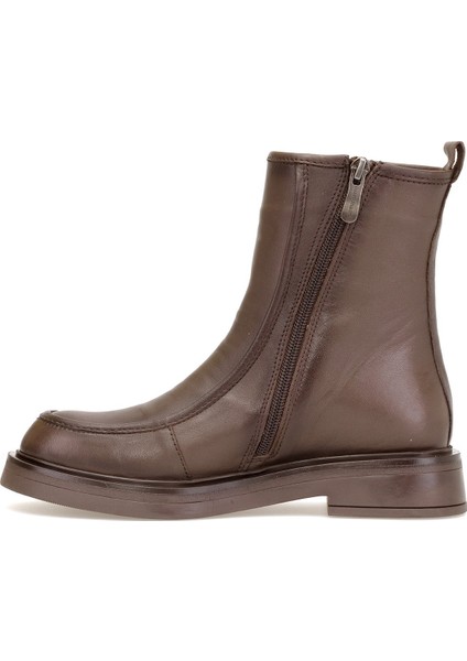 D25KB-8150 Kadın Hakiki Deri Düz Bot Kahverengi modelleri