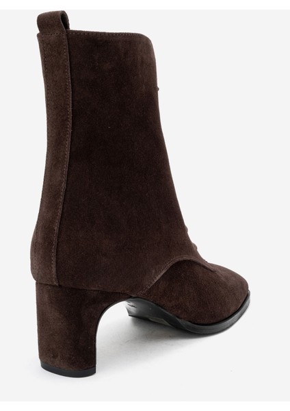 Sudy Kahverengi Süet Hakiki Deri Bağcıklı Kadın Blok Topuklu Bot indirimleri