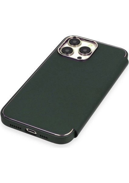 Buğz Iphone 13 Pro Max Kılıf Dolpin Kapaklı - Koyu Yeşil