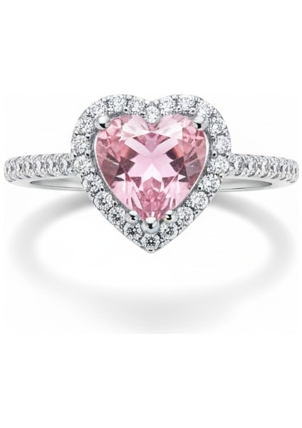 Pembe Taşlı Kalp Yüzük fiyatları