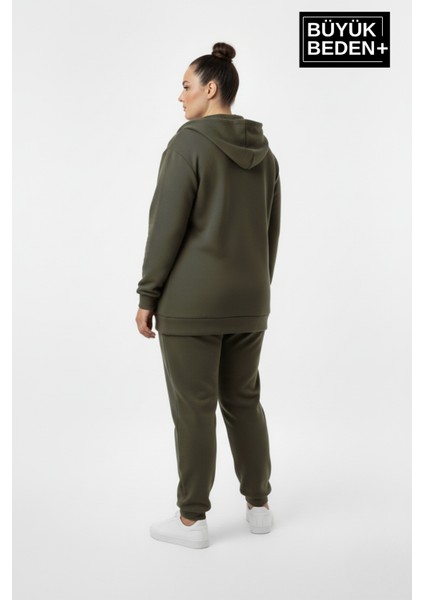 Kadın Büyük Beden Fermuarlı Kapüşonlu New York Baskılı Sweatshirt Hırka SPR26BHR923 modelleri