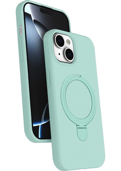 Buğz Apple Iphone 15 Plus Regal Magsafe Standlı Kapak - Su Yeşili