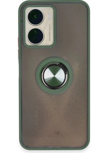 Buğz Vivo Y16 Kılıf Montreal Yüzüklü Silikon Kapak - Yeşil