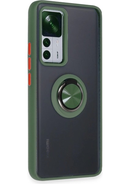 Buğz Xiaomi Mi 12T Pro Kılıf Montreal Yüzüklü Silikon Kapak - Yeşil fiyatları
