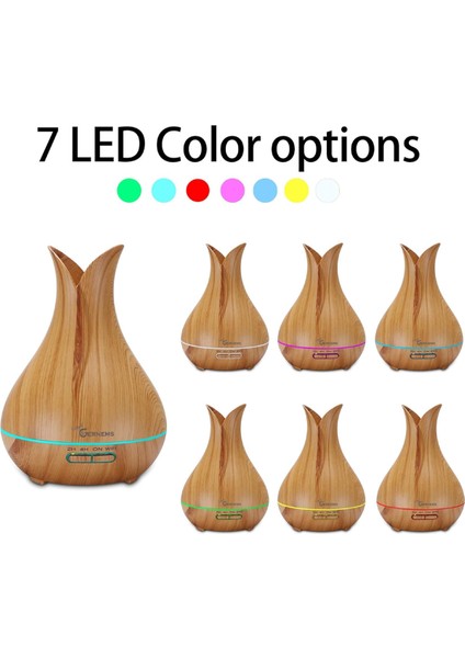 Masaüstü Hava Nemlendirici Ahşap Görünümlü 7 LED Renk Ultrasonik Aromaterapi Hava Temizleyici 550ML fırsatları
