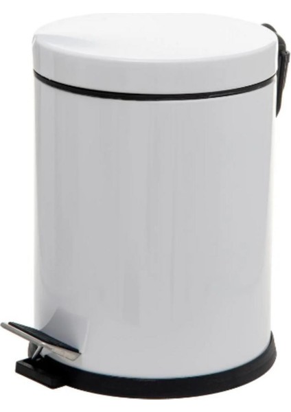 Paslanmaz Pedallı Çöp Kovası, Beyaz, 5 Litre, Şık ve Kullanışlı Tasarım