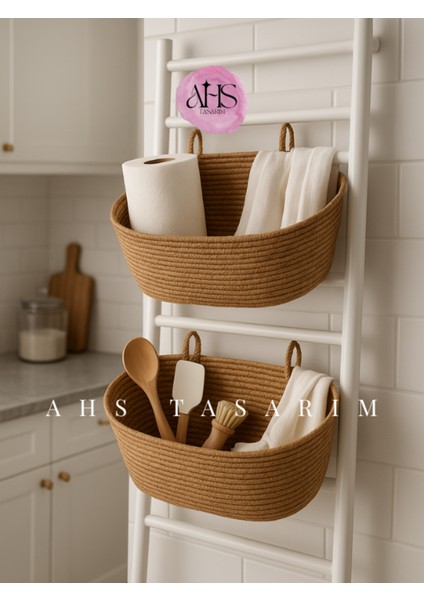 Doğal Hasır Askılı Sepet, Banyo ve Mutfak Duvarı ile Petek Üstü Organizer Siyah indirimleri