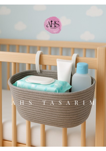 Doğal Hasır Askılı Sepet, Banyo ve Mutfak Duvarı ile Petek Üstü Organizer Siyah