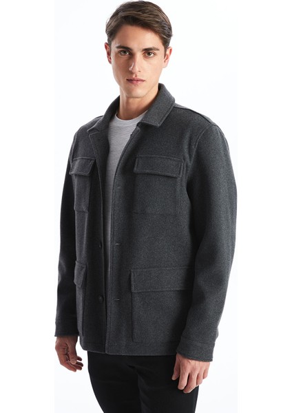 Yeni Sezon Standart Kalıp Gömlek Yaka Erkek Kaşe Mont