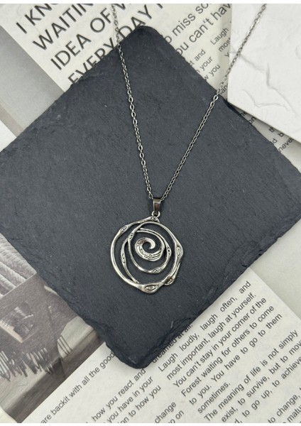 Spiral Çelik Kolye (Kolye Ucu Alaşım)