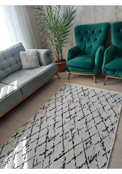 Modern Iskandinav Desenli Şönil Kilim Kaydırmaz Pamuk-Dokuma Taban Salon Oturma Odası Yatak Odası