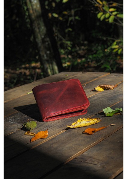 Deri Erkek Modern Cüzdan - Hakiki Dana Derisi - El Işçiliği