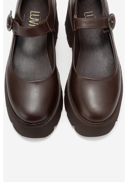 Orına Kahverengi Cilt Hakiki Deri Kalın Tabanlı Kadın Günlük Ayakkabı fiyatları