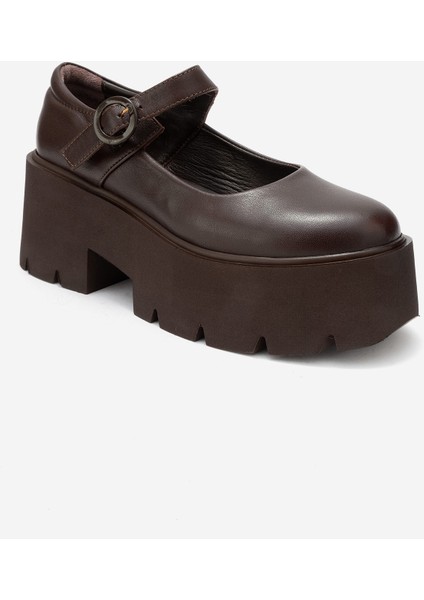 Orına Kahverengi Cilt Hakiki Deri Kalın Tabanlı Kadın Günlük Ayakkabı modelleri