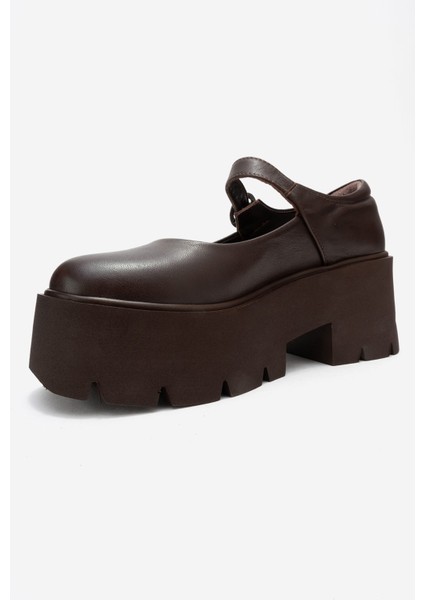 Orına Kahverengi Cilt Hakiki Deri Kalın Tabanlı Kadın Günlük Ayakkabı fırsatları