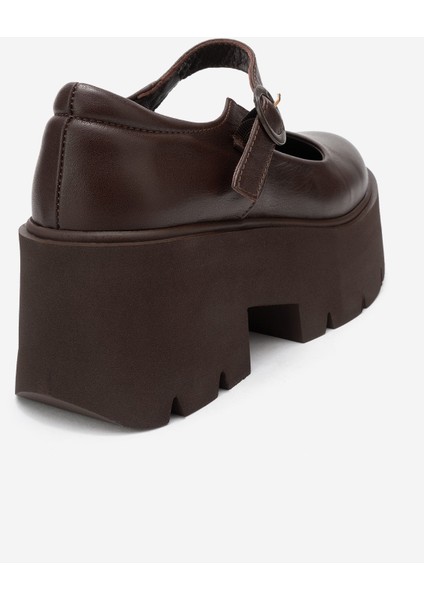 Orına Kahverengi Cilt Hakiki Deri Kalın Tabanlı Kadın Günlük Ayakkabı indirimleri
