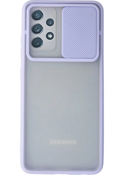 Buğz Samsung Galaxy A72 Kılıf Palm Buzlu Kamera Sürgülü Silikon - Lila