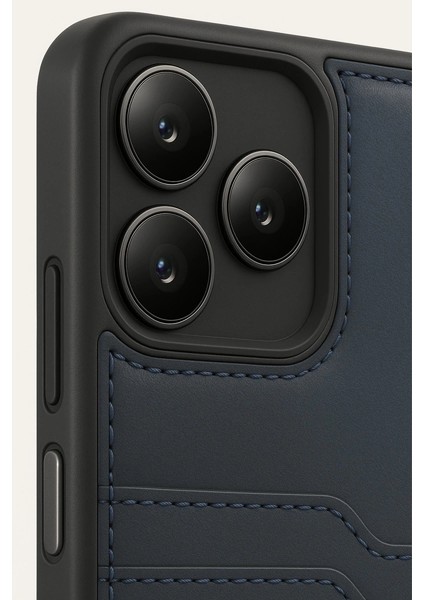 Buğz Realme Note 50 4g Kılıf Sara Kartvizitli Deri Kılıf - Lacivert modelleri