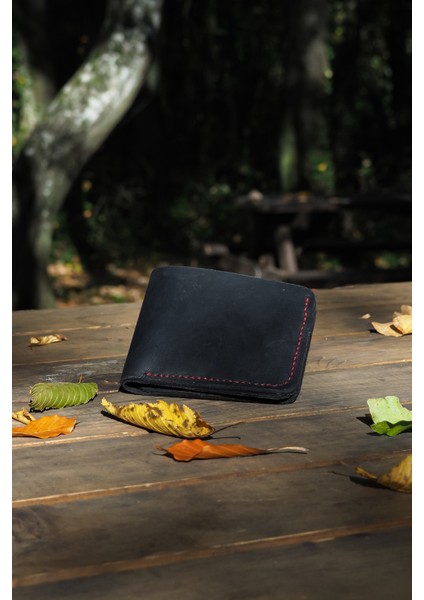 Deri Erkek Modern Cüzdan - Hakiki Dana Derisi - El Işçiliği