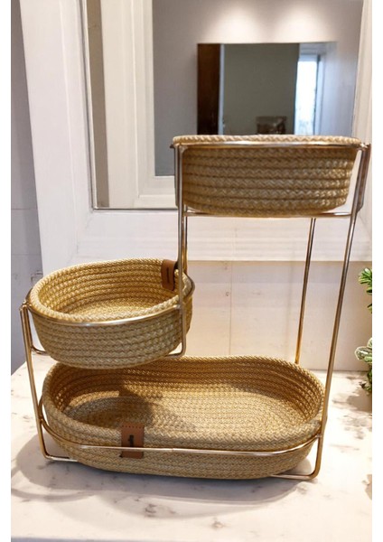 Doğal Tel Üç Katlı Şık Sunumluk, Zarif ve Kullanışlı Tasarım, Ev ve Davetler Için Ideal