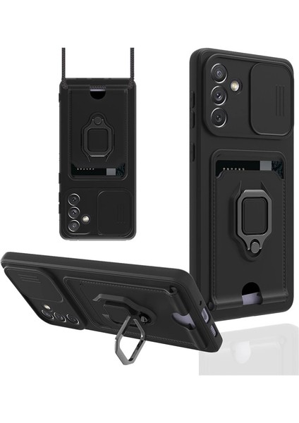 Buğz Samsung Galaxy A04S Kılıf Zuma Kartvizitli Yüzüklü Silikon - Siyah