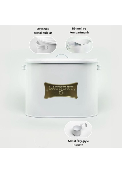 Iki Bölmeli Metal Deterjan Kutusu, Beyaz, Ölçekli ve Şık Tasarım fiyatları