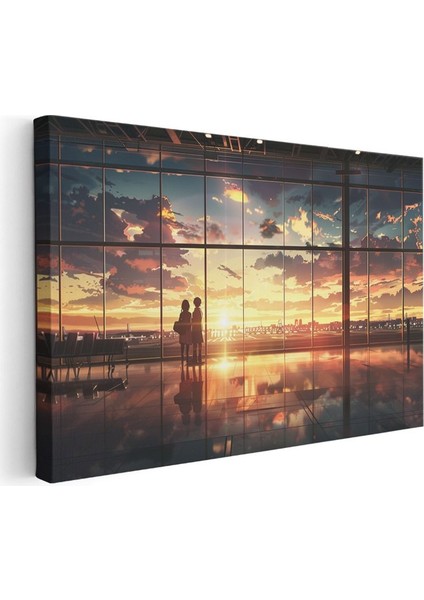 Şehir Manzarası - Altın Işıklı Terminal Anime Kanvas Tablo