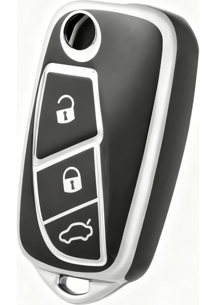 Fiat Fiorino Linea Punto Sustalı Nano Anahtar Kılıfı Siyah Gümüş