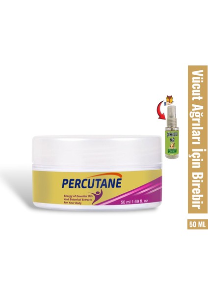 Percutane Hızlı Etkili Rahatlatıcı Ağrı Giderici Masaj Kremi 50 ml / Çörek Otu Yağı 30 ml Hediye