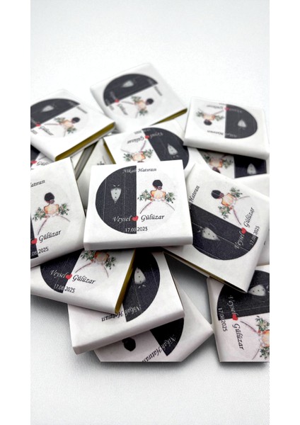 Isme Özel Gelin Damat Nişan-Nikah-Düğün Hatırası Hediyelik Çikolata modelleri