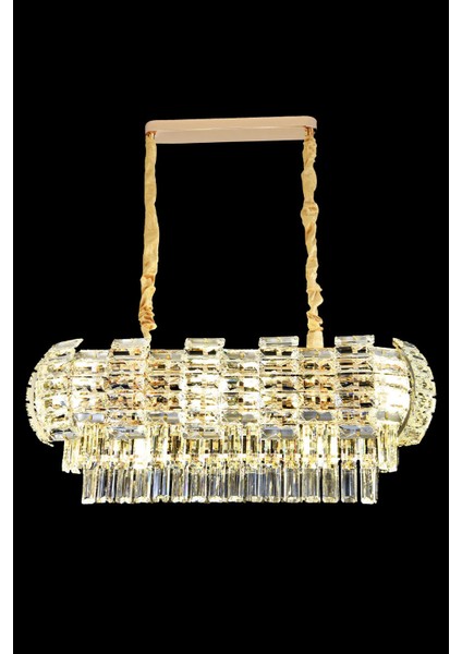 Billur Gold 80 cm Kristal Taşlı Modern Avize – Yemek Masası ve Salon fırsatları