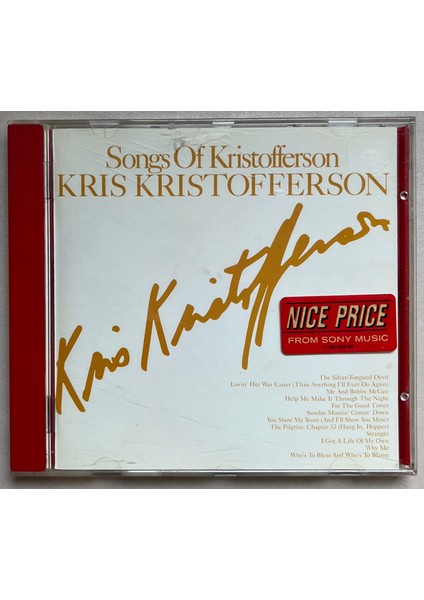 Kris Kristofferson Songs Of Kristofferson CD (Orijinal Dönem Baskı Cd)