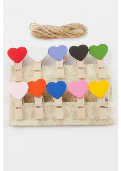 10 Adet Renkli Kalp Süs Mandal, Dekoratif ve Canlı Renkler