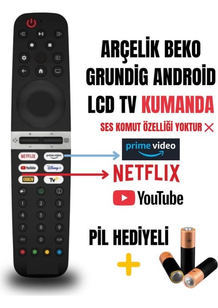Arçelikbeko Grundig LCD Tv Uyumlu Ses Komutsuz Kumanda